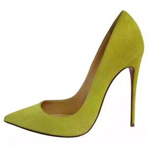 NEW CHRISTIAN LOUBOUTIN "So Kate" Yellow Suede Pumps size 38.5